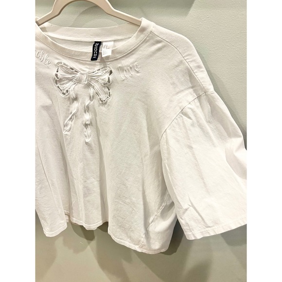 H&M Divided Bow Love Noble Cutout White Women's Size: Medium - Picture 3 of 6